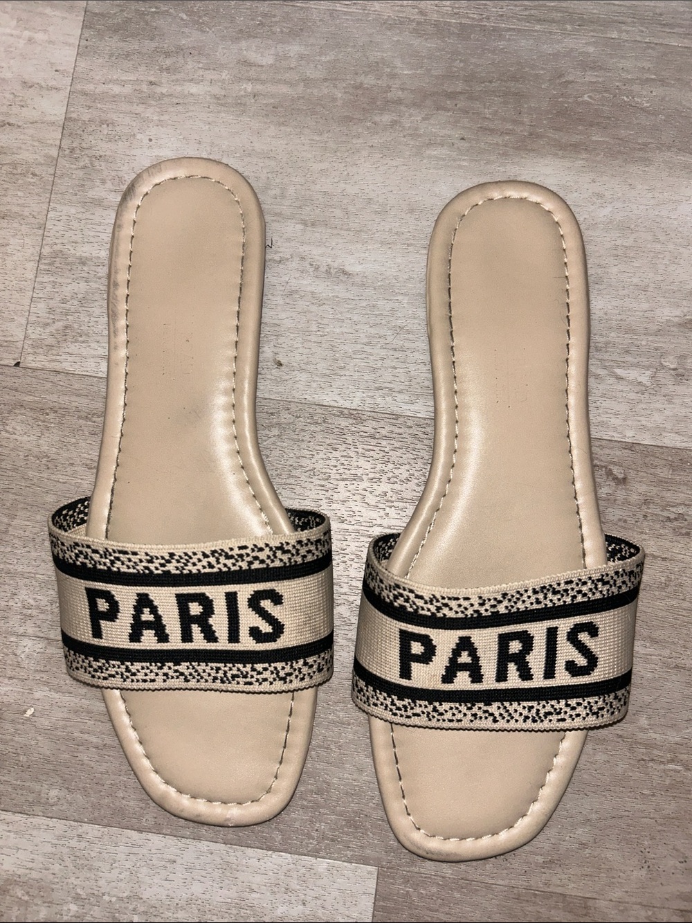 PARIS Beige Slide Sandals for Women